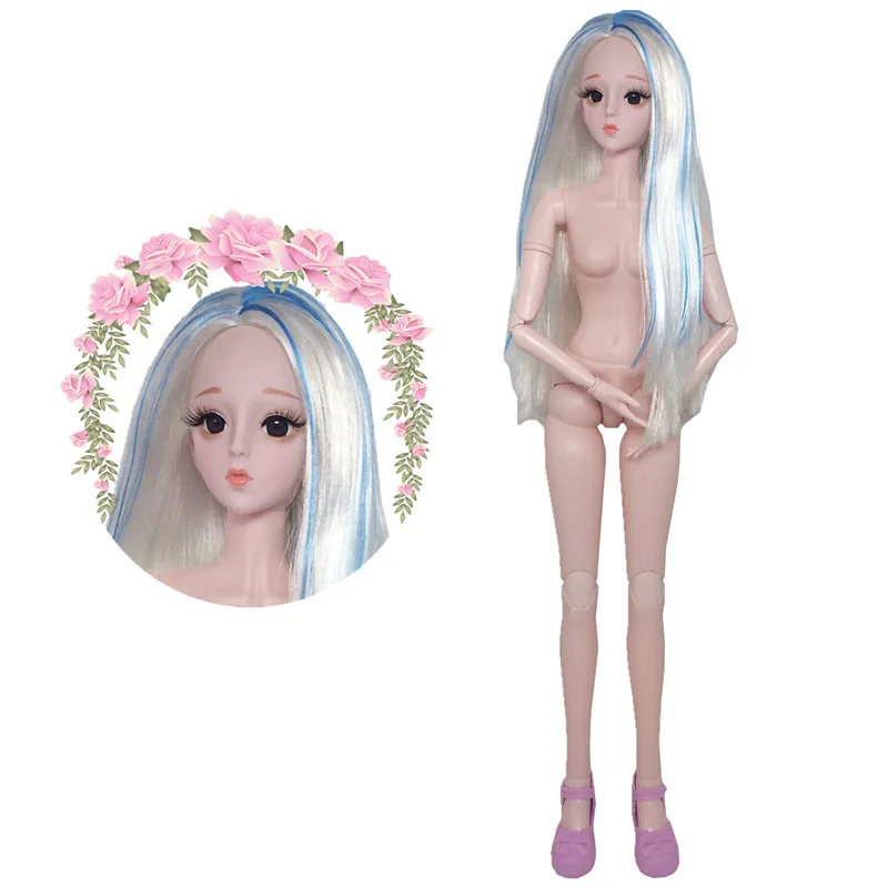 BJD кукла 60 см голая кукла 3D глаза 23 подвижные шарнирные Bjd пластиковый корпус длинный парик красивые аксессуары для куклы «сделай сам» Игрушки для девочек подарок - Цвет: D