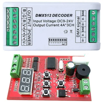 

3CH DMX 512 LED Decoder Controller Dimmer 9V-24V Console USB & DMX512 DMX Editor for Setting DMX Address Write Code