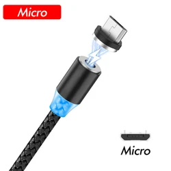 LED Magnetic Fast Charging USB Cable with Universal Compatibility - 1m (Micro black)