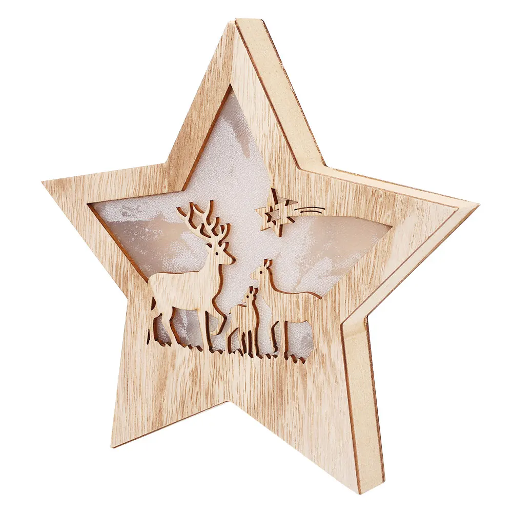Светодиодный свет деревянный Рождественский деревянный в виде звездочек для Деревянный пентаграмма творческий световой Ресторан отеля предмет интерьера, украшение - Цвет: Elk