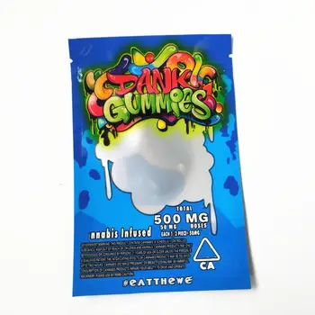 

500mg Dank Gummies Edibles Bags Packaging Worms Edibles Retail Bag Gummy Candy Mylar Bags 500mg Packaging Bags