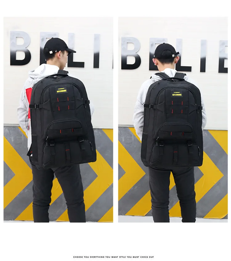 Large capacity waterproof nylon backpack men's travel backpack sports backpack outdoor hiking backpack camping men's backpack