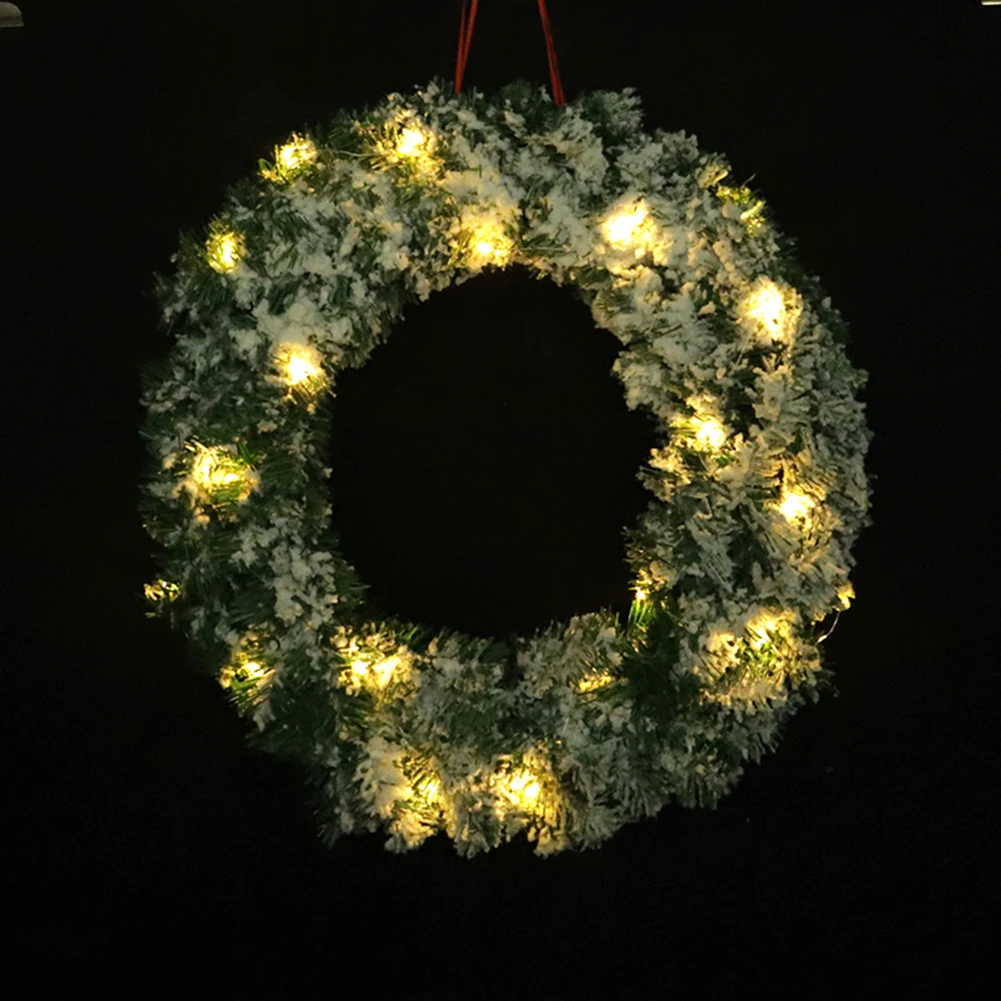 

50CM LED Christmas Wreath Front Door Hang Garland with Pine Needles for Christmas Party New Year Decoration