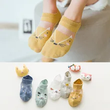 Новые стильные детские короткие носки на весну, универсальные детские носки-башмачки с рисунком из стекла