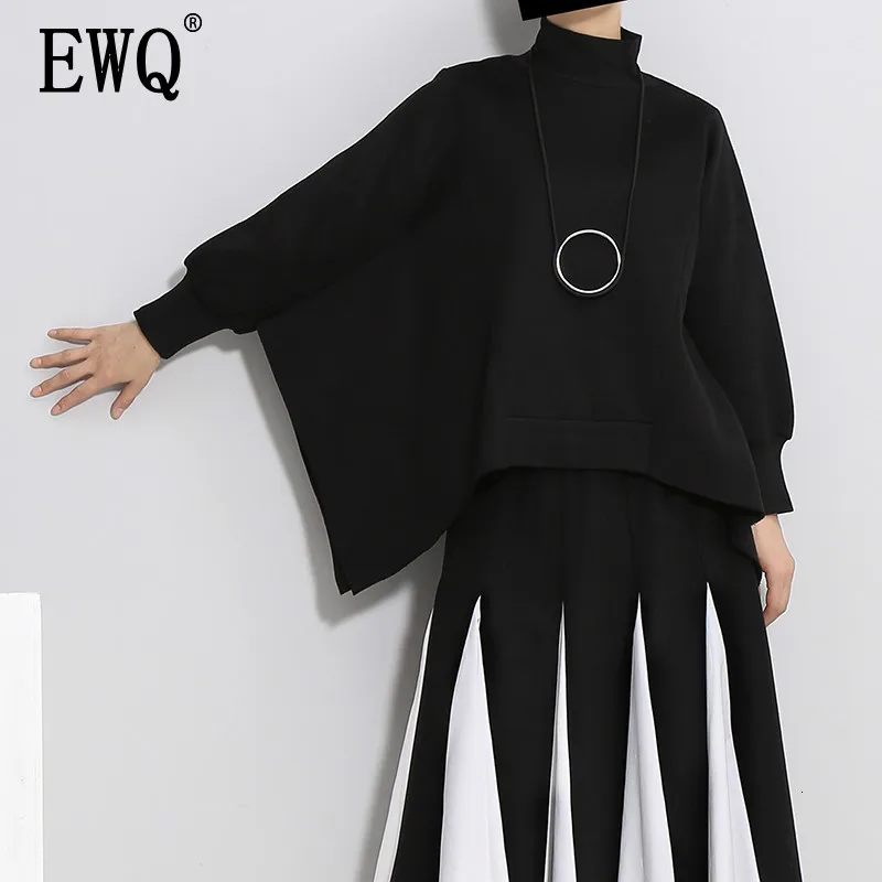  EWQ 2019 New Spring Korean Fashion Women Clothing Turtleneck Batwing Sleeves Pullover Loose Free Si