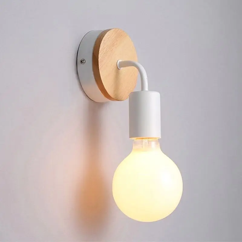 Modern LED Wall Lamp Vintage Indoor Lighting Sconce Industrial Wall Light Metal& Wood Frame AXYC