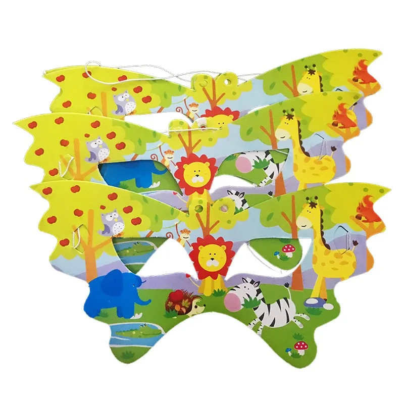 

10pcs/lot Safari Party Cartoon Animal Mask For Baby Shower Birthday Jungle Party Supply Kid Boys Favor Birthday Party Masks