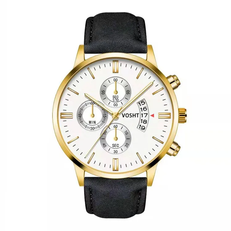 Мужские часы, Relogio Masculino, простой спортивный чехол из нержавеющей стали, кожаный ремешок, часы, кварцевые, деловые наручные часы, Reloj Hombre - Цвет: D