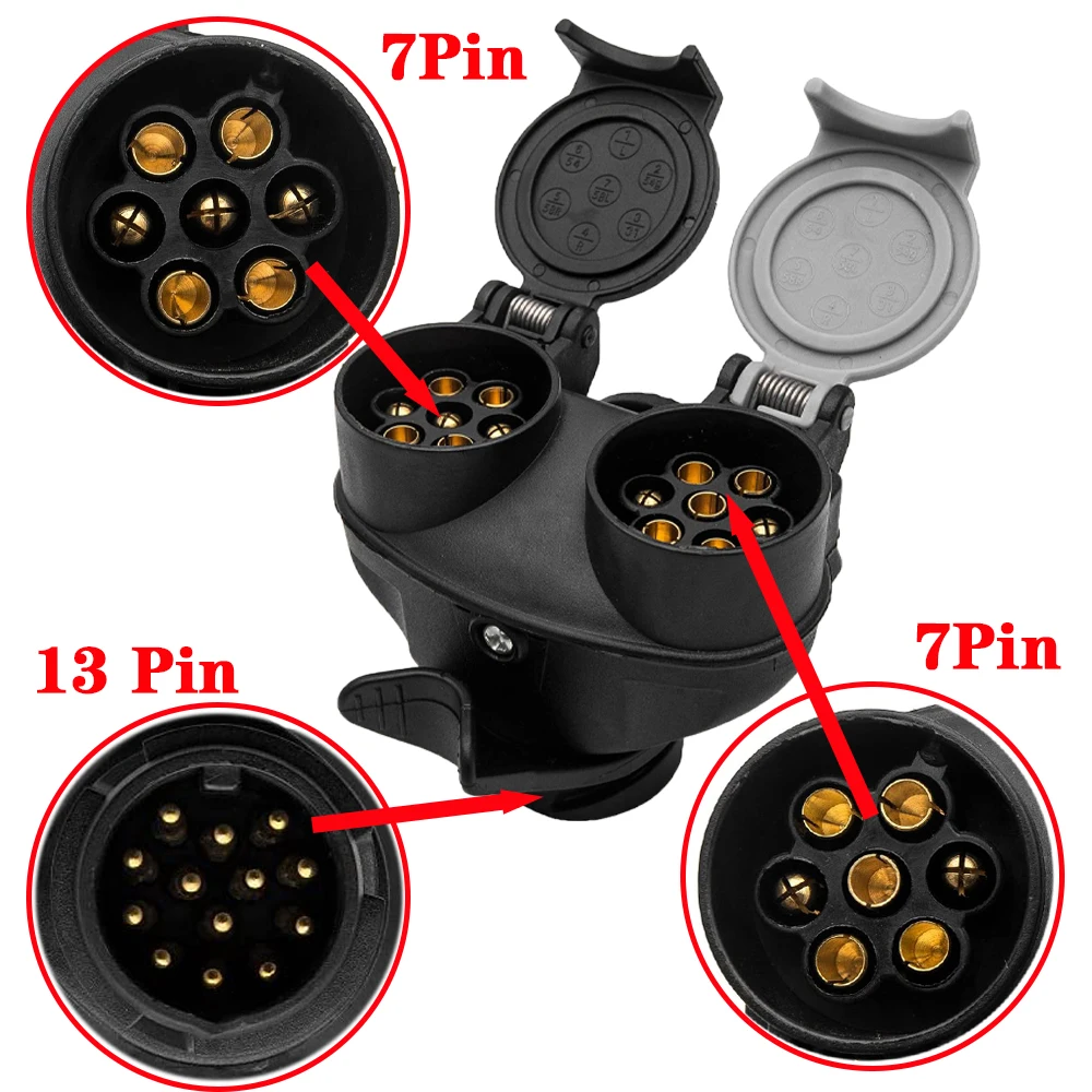 

13 Pin To 7 Pin Double-head Connector RV Trailer Power Connector Dual Plug Socket Connector