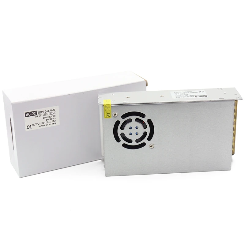 DC12V 20A Fan Cooling switching power supply AC100-120V 200-240V power adapter for cctv camera LED with CE FCC ROHS certificated