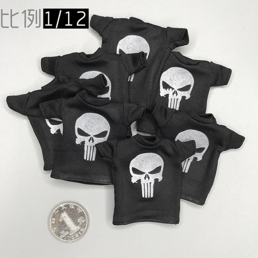 

1/12 Soldier 6-inch Doll Short Sleeve Punisher T-shirt fit CF DAM 3ATOYS Action Figure Doll