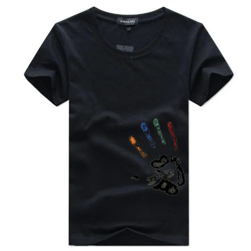 Fashion Trendy Men T-Shirts Plus Size L-5XL Tee Shirt Casual Summer Short Sleeve Men's Tops Palm Pattern Printed | Мужская одежда