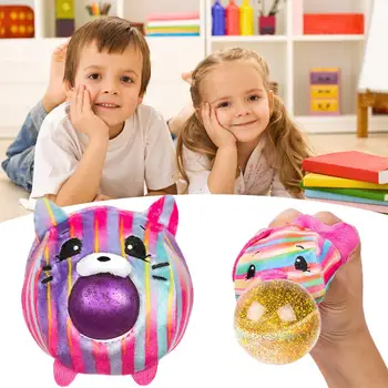 

Plastic Animal Style Cute Pet Spit Bubble Ball Plush Decompression Toy Ball For Kids Squeezing Toy
