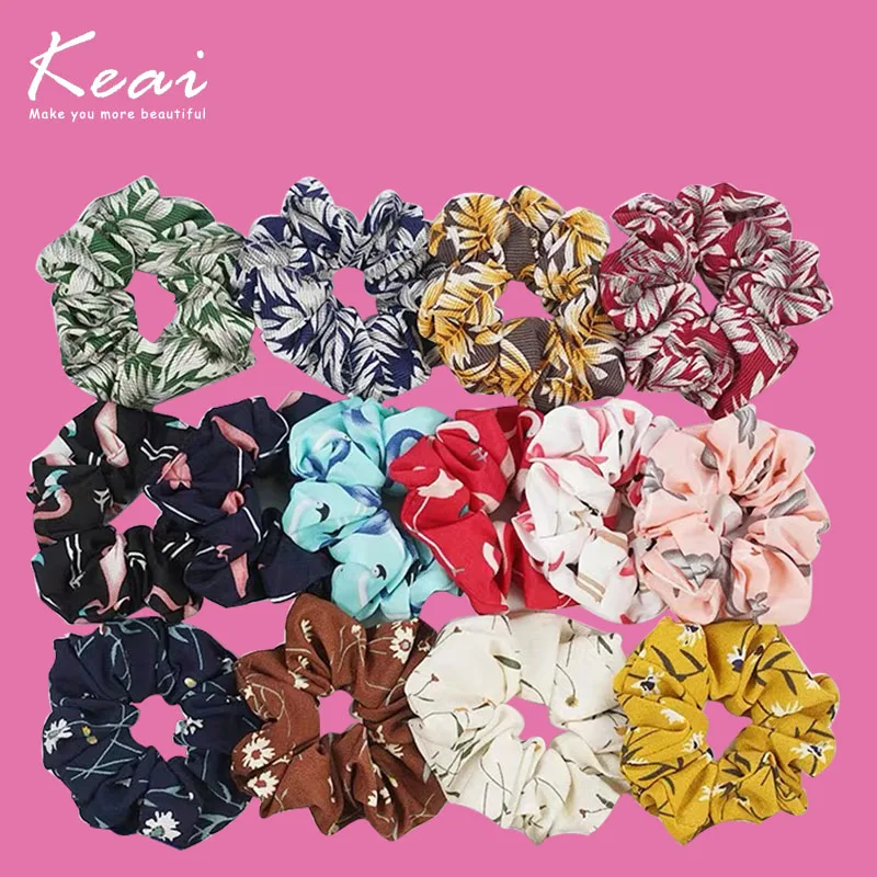 Fashion Soft Printed Chiffon Hair Scrunchies Ponytail Holder Stretchy Elastic Rope Accessories For Women Hairband |