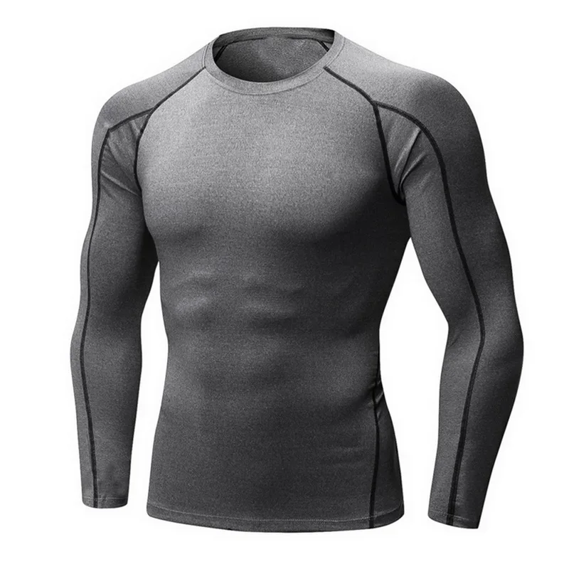 JODIMITTY Vertvie быстросохнущая Мужская футболка для бега с длинным рукавом, топы для фитнеса для мужчин, компрессионные футболки для похудения - Цвет: Style 1 Grey