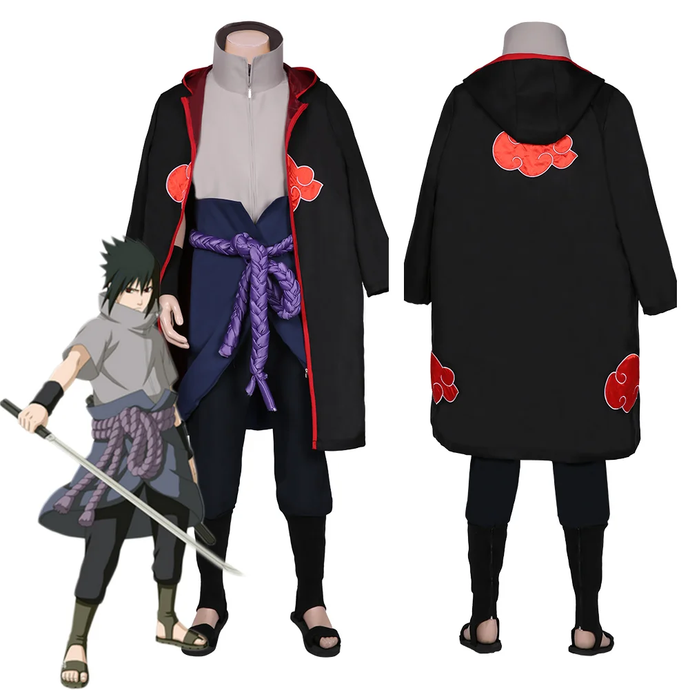 Костюм для косплея Uchiha Sasuke пальто и штаны костюмы на Хэллоуин карнавальный