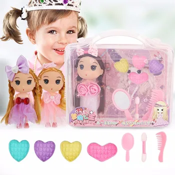 

2020 NEW Baby Pretend Play Make Up Toys For Girls Princess Hairstyle Doll Cosmetic Makeup Set DIY Dress Up Play Child Toy