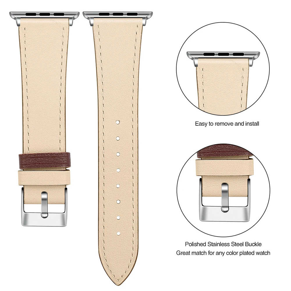 Cinturini для apple watch series 5 44 мм кожаный ремешок iwatch 42 40 38 serie 4 3 2 браслет|Ремешки часов| |