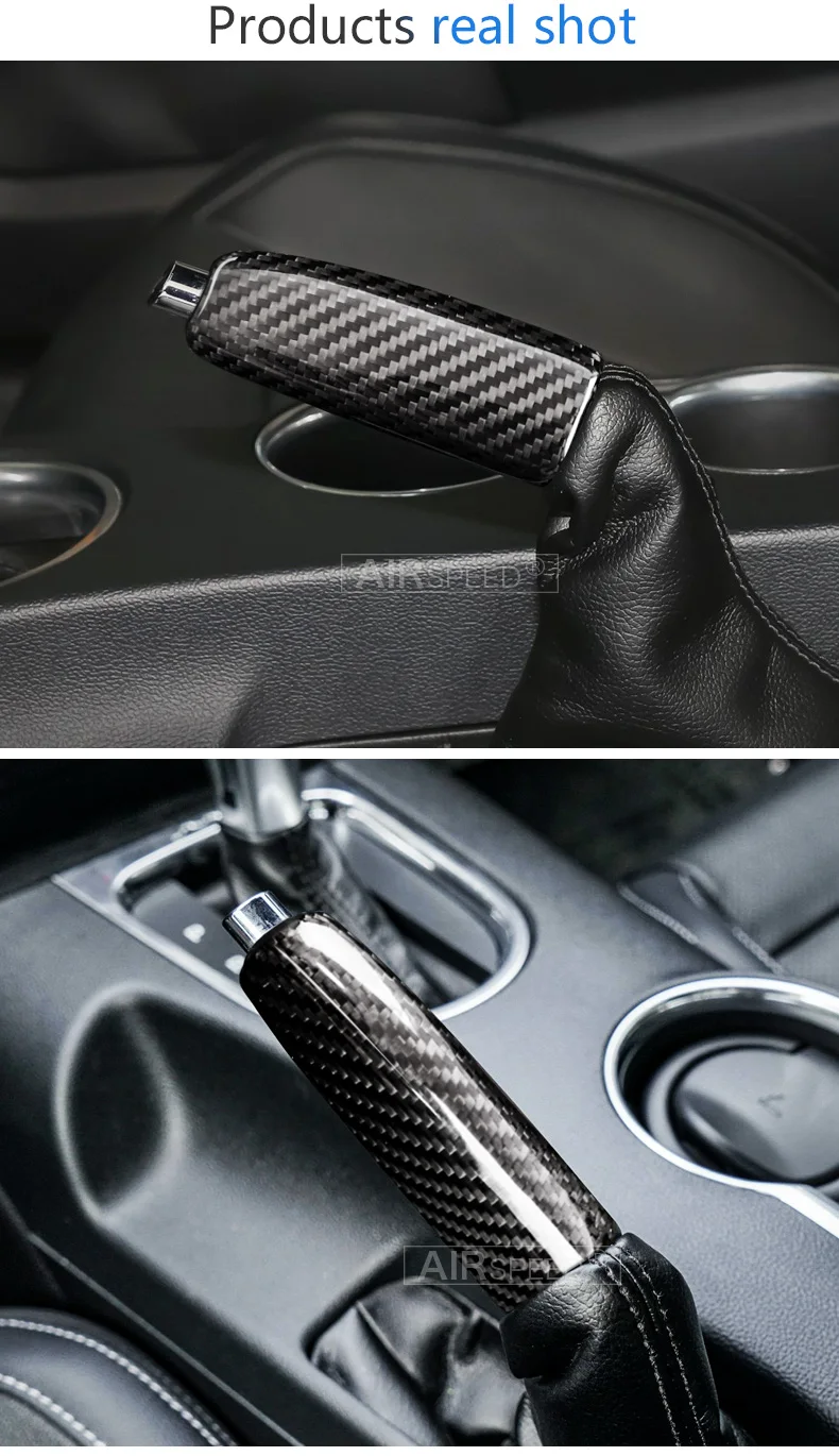 Airspeed Настоящее углеродное волокно автомобиля заменить рукоятки ручного тормоза крышка для Ford Mustang аксессуары внутренняя отделка