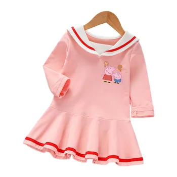 

Peppa Pig Autumn Winter Girl's Clothes Dress Long Sleeved Cotton Toddler Baby Kids Dresses Casual Skirts Clothes For Children