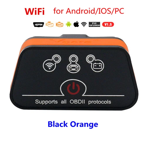 Автоматический сканер Vgate Icar2 Bluetooth wifi V1.5 Vgate Icar 2 Bluetooth Wi-Fi для IOS/Android/PC Vgate Icar2 OBD2 диагностический инструмент - Цвет: WIFI-Orange