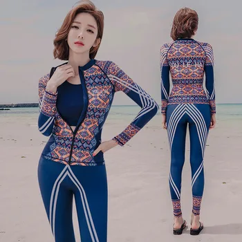 

Swimwear Women Long Sleeve Swimsuit Girl Rash Guard Swimdress High Waisted Bathing Suits Women's Pants Four Piece Conceals