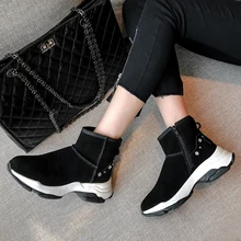 Salu/женские зимние сапоги из натуральной кожи; зимние теплые женские ботильоны; сапоги на плоской подошве на платформе; женская обувь; Цвет черный, серый