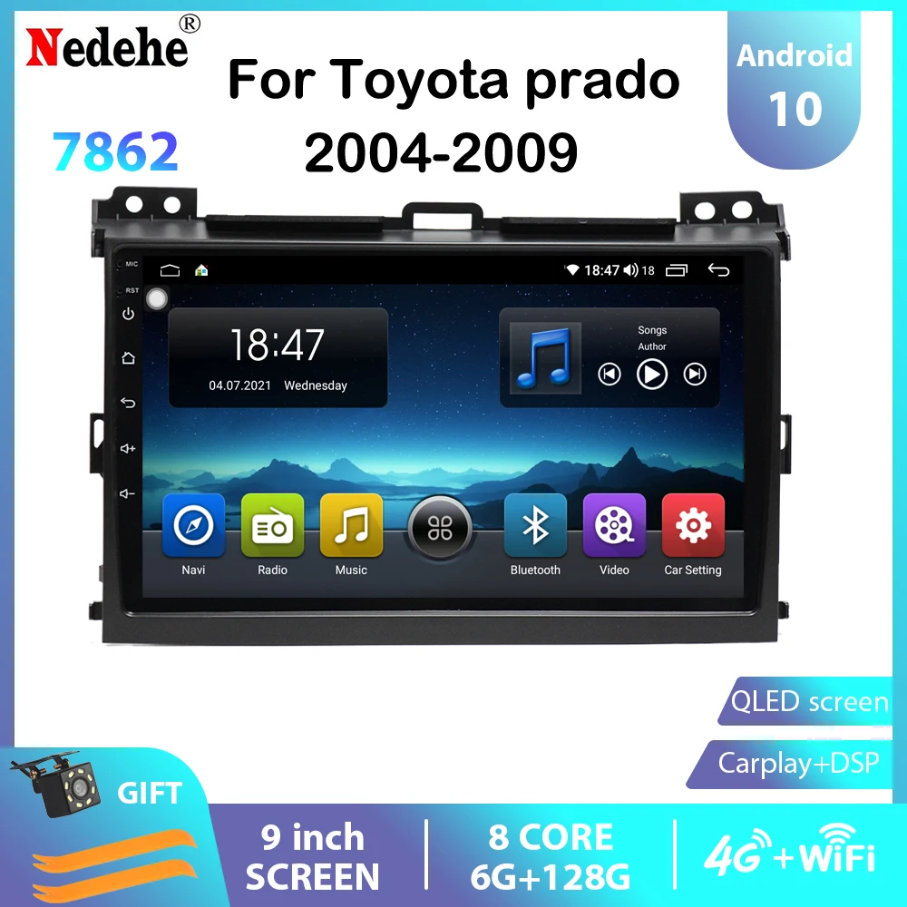 8 Core 6G+128G Android 10.0 For Toyota Land Cruiser Prado 120 2004-2009 Car Radio Multimedia Video Player Navigation GPS 2 Din | Автомобили