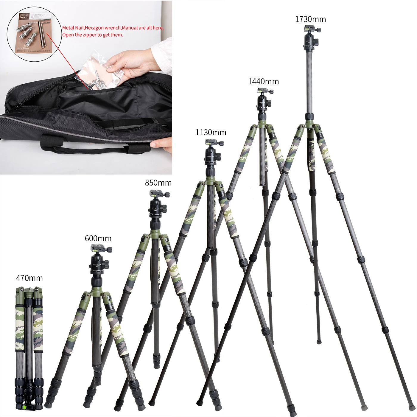 XILETU T284CFB1 Professional Carbon Fiber Tripod DSLR Camera Panoramic Head Support Tripod Riffle Rest Stand Hunting Stan