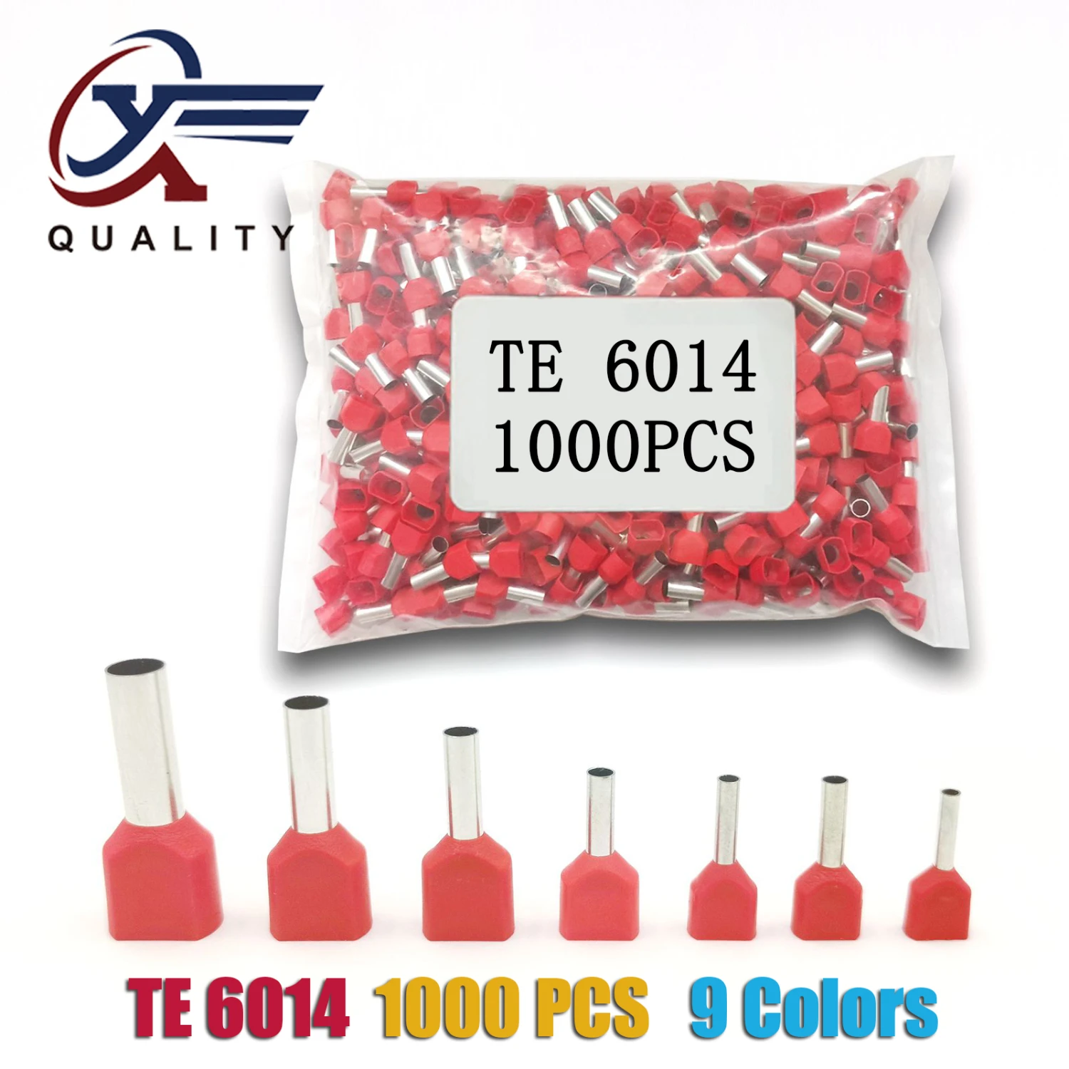 

1000pcs/Pack TE 6014 Insulated Ferrules Terminal Block Double Cord Terminal Copper Insulated Crimp terminal Wires 2x6.0mm2