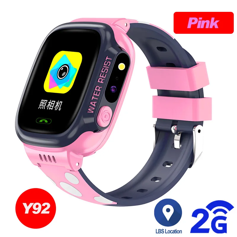 Y92 Pink 696 Y92 дети Смарт часы 1,44 дюймов экран LBS позиционирование GPRS водонепроницаемый фото музыка SOS Вызов анти-потеря часы для детской - Цвет: Y92 Pink