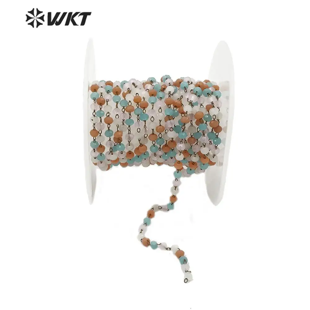 WT-RBC139, WKT, Новые многоцветные Кристальные бусины, цепочка, камень, четки, цепочка, золото, гальваническое покрытие, четки, цепочка для женщин, стильные ювелирные изделия