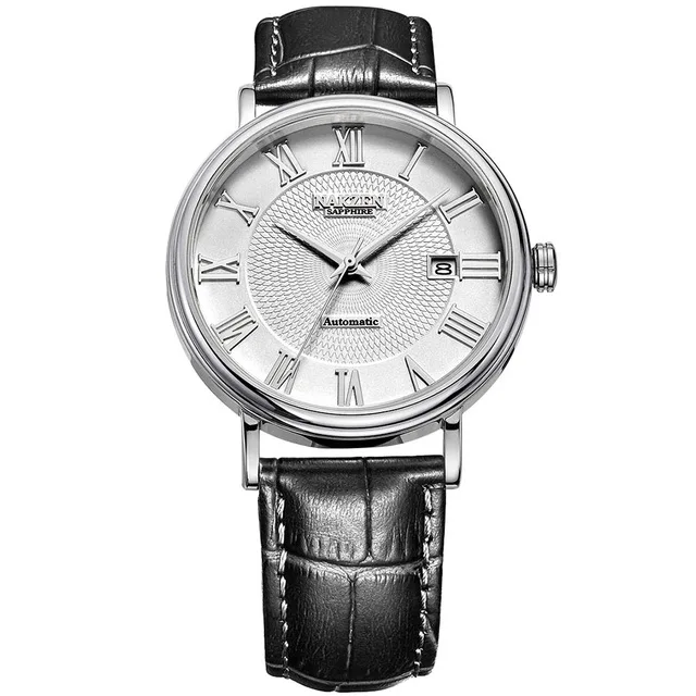 NAKZEN мужские классические автоматические механические часы брендовые роскошные мужские наручные часы из нержавеющей стали часы мужские часы Miyota 9015 - Цвет: white SL