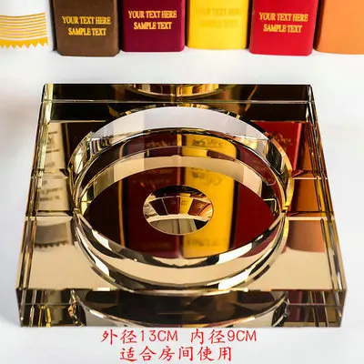13CM local gold Хрустальная стеклянная пепельница, Модная креативная личность, для дома, гостиной, высокого класса, индивидуальный логотип, Большой Европейский тренд - Цвет: 13CM local gold