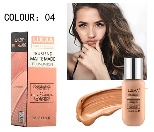 04 Dark Skin LULAA Youth Velvet Foundation Профессиональная Матовая основа с полным покрытием для макияжа BB крем водостойкий консилер Жидкая Основа 35 мл - Цвет: 04 Dark Skin