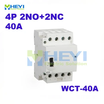 

4pole 2NO+2NC 220VAC 50Hz WCT-40A voltage protector din rail ac household ac contactor manual control