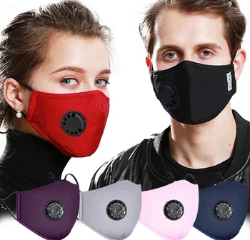 

1PCS Fashion Respirator Mask With Breathing Valve Washable Cotton Activated Carbon Filter PM2.5 Mouth Masks Anti Dust Allergy