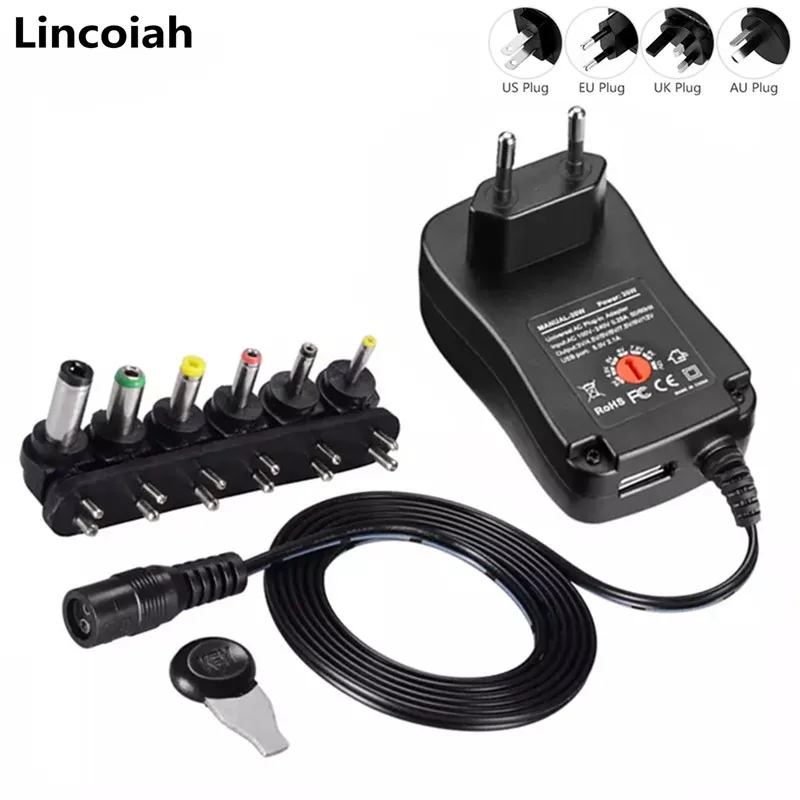 

3V 4.5V 5V 6V 7.5V 9V 12V 2A 2.5A AC/DC Adapter Adjustable Power Supply Universal Adaptor Charger for LED Light Bulb Strip CCTV