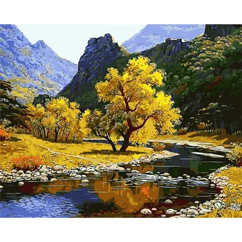 

YANXIN DIY Frame Picture DIY Painting By Numbers Kit Landscape Acrylic Paint By Numbers Handpainted Painting Art 3377