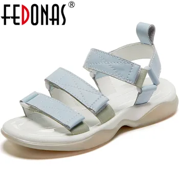 

FEDONAS Vintage Genuine Leather Women Sandals 2020 Summer Platforms Flats Women's Summer Shoes Working Dancing Shoes Woman New