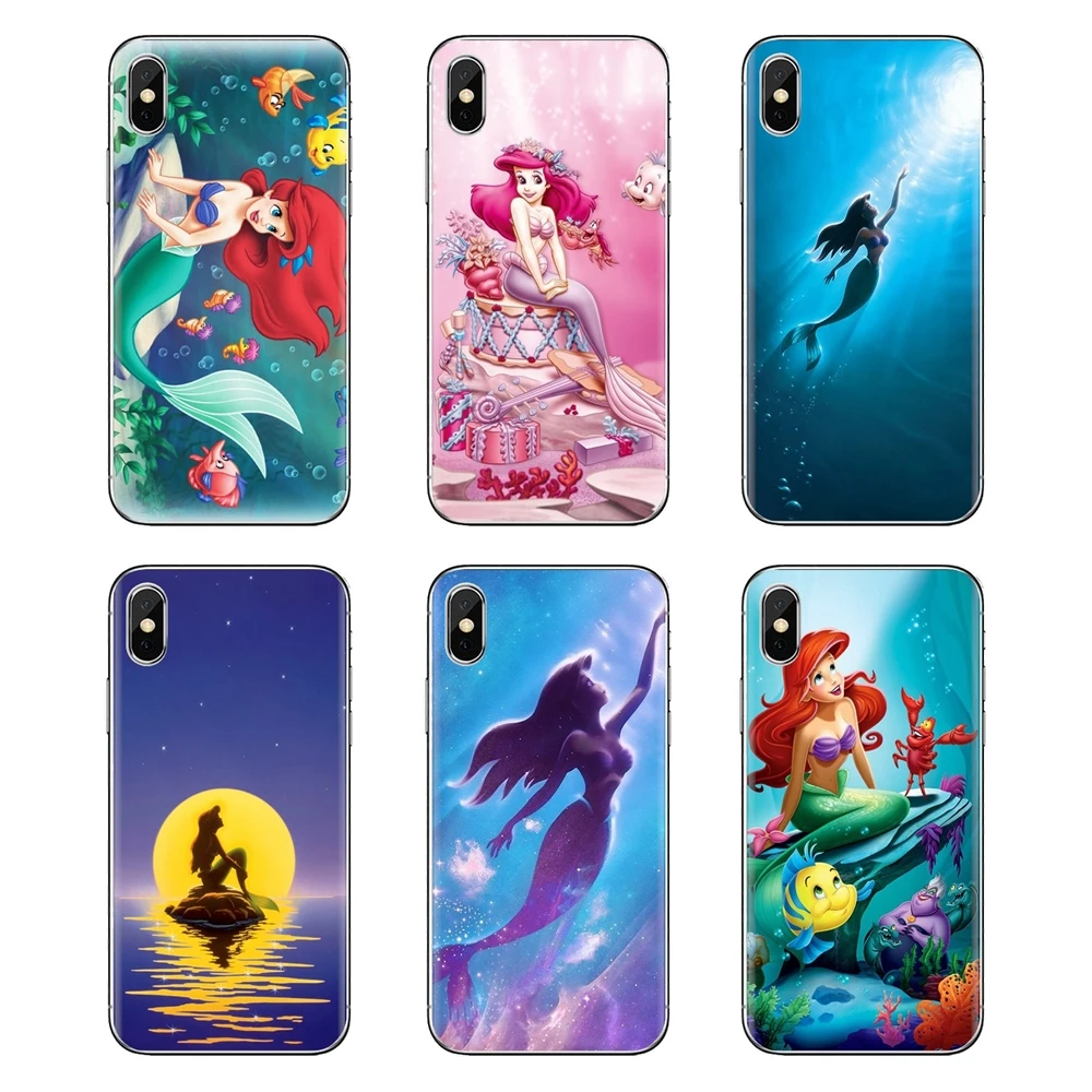 For Samsung Galaxy A3 A5 A7 A9 A8 Star A6 Plus 2018 2015 2016 2017 Soft Transparent Cases Covers The Little Mermaid Princess |