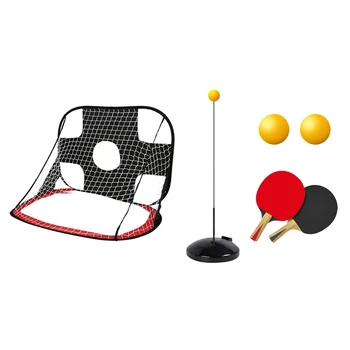

1 Set Kids Soccer Goal Portable Kids Soccer Net & 1 Set Table Tennis Trainer Elastic Shaft,Portable Table Tennis Set