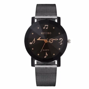 

Hot Sale Women Music Note Second Hand Watch Luxury Ladies Stainless Steel Quartz Watch Gift Clock For Dropshipping