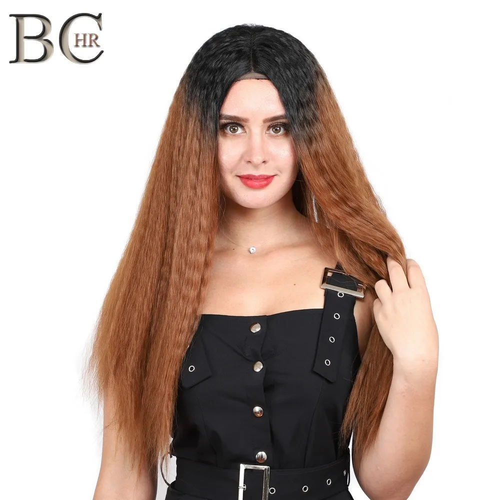BCHR Yaki прямые 13*4 синтетические парики для черных женщин длинные Омбре коричневый