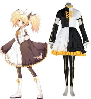 

Anime Vocaloid Kagamine Rin Cosplay Costume LU XIN RONG JIE Dress Halloween Costumes for Women Kid