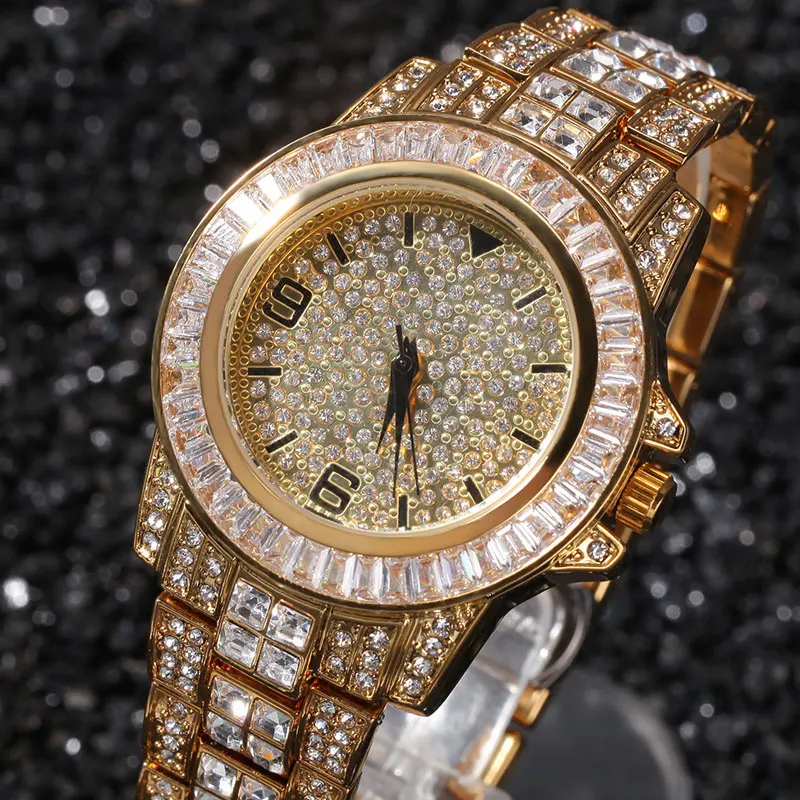

Full diamond luxury brand men's hand Stainless Steel watch waterproof quartz WristWatch top ladies clock relogio masculino