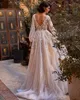 Eightree Vestido de Noiva Renda 2021 Lace Wedding Dresses Women Long Sleeve Bride Dress V Back Champagne Vintage Wedding Gowns 2