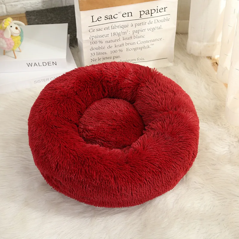 

Soft Pet Plush Round Dog Fashion Kennel Cat Litter Autumn And Winter Pet Nest Mat Cat Bed for Drop shop