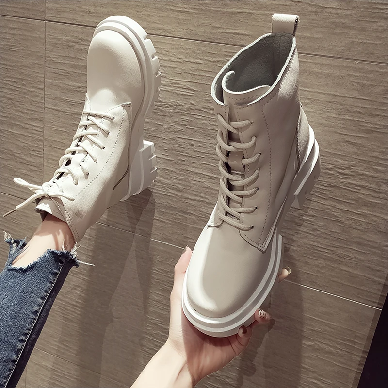 

British Style Motorcycle Boots Ladies Vintage Combat Autumn Boots Army Punk Goth Women Martin Boots Women Biker Short Boots