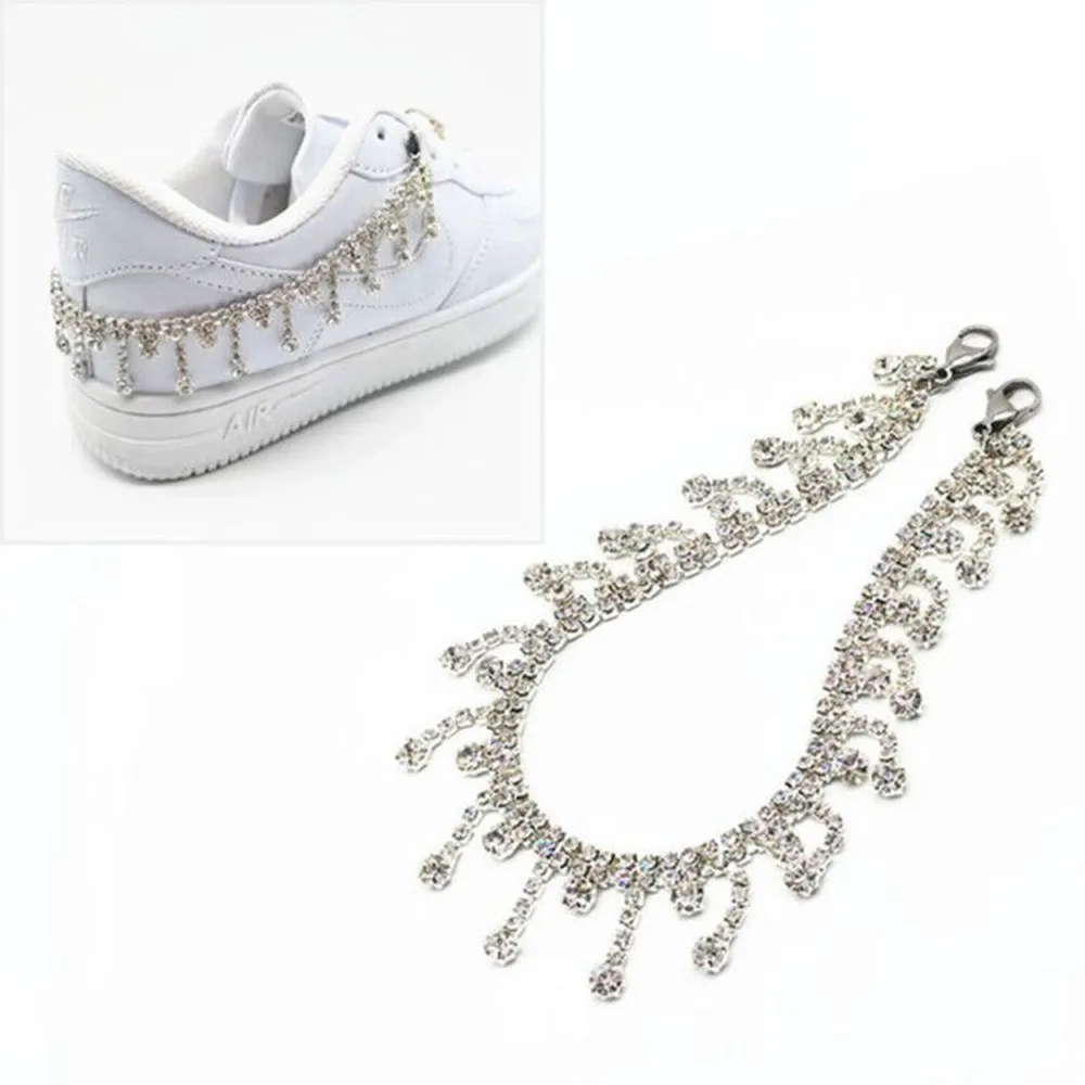 2021 Novelly Crystal Rhinestone Fringe Tassel Shoe Jewelry Chain Accessories Anklet Chains for Women Men Sneaker Decorations | Украшения и